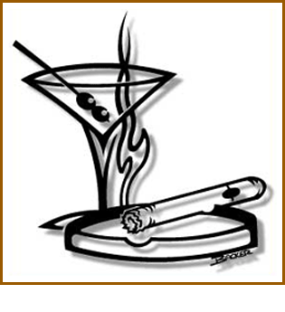 Martini Cigar Metal Art Sculpture